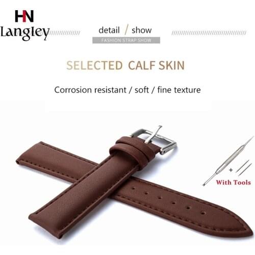 Wristwatch Band For Men Women Watches Accessories Genuine Leather Comfortable Soft Straps Solid Color Steel Buckle Dropshipping