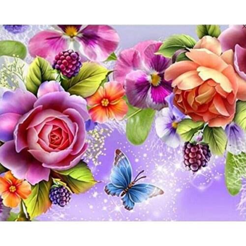 SenyuArt DIY 5D Diamond Paintings Flower Rose Bird Cross-Stitch Kits Landscape Embroidery Full Round Drill Rhinestone Home Decor