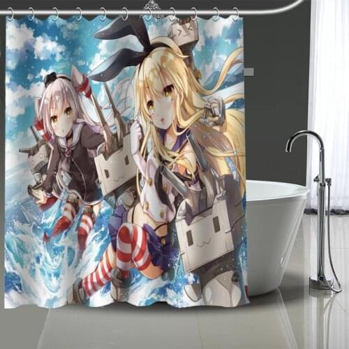 ShunQian Shimakaze Anime Girl Shower Curtain Polyester Fabric Bath Screens Curtains For Bathroom 3D Waterproof Bath Curtain Hook