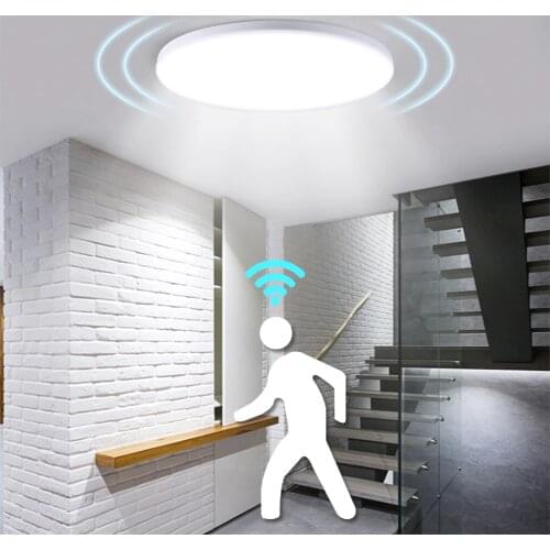 Motion Sensor Led Ceiling Lamp Fixtures Surface Mounted Smart Ceiling Lamps 12/18W Panel Night Light 220V For Bedroom Stairway