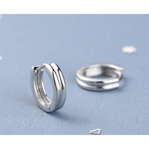 Thick Double-layer Simple Hollow Huggie 925 Sterling Silver Hoop Earrings For Women Fashion Trendy Jewelry Gift