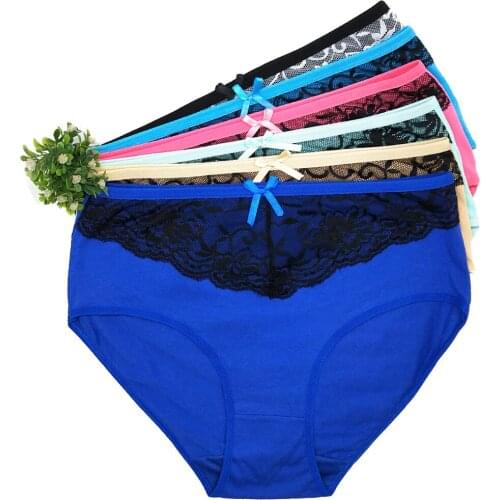 6PCS Cotton Panties Plus Size XXXXL Briefs Women Underpants Female Sexy Bragas Mujer Womens Pantys Underwear Lace Lingerie 3XL