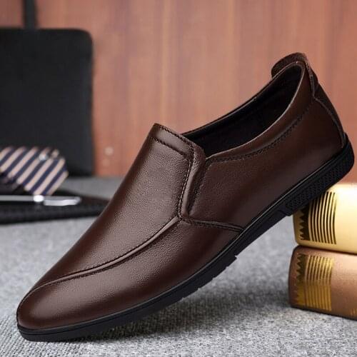 Dress shoes man genuine leather cowhide loafers shoes for men Horsebit Suit cow leather shoes woman Fashion classics men shoes