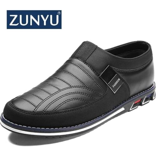 ZUNYU 2020 Spring New Leather Men Shoes Fashion Casual Breathable Slip On Formal Business Walking Footwear Shoes Big Size 48