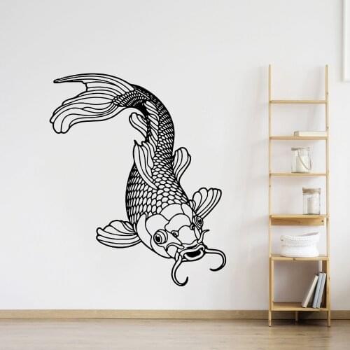 KOI CARP FISH Wall Sticker Bedroom Office Koi Chinese Fishing Sea Ocean Animal Wall Decal Living Room Bathroom Vinyl Home Decor