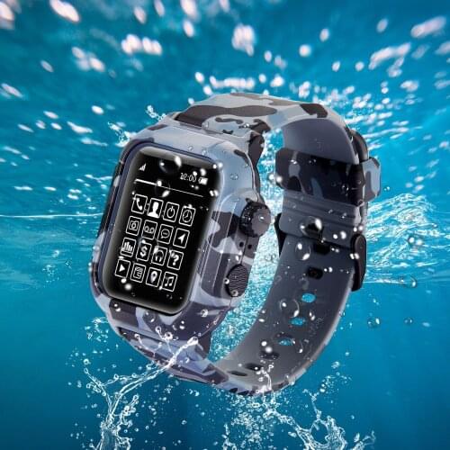 Waterproof Case + Strap Silicone Band for Apple Watch Series SE 6 5 4 3 Band for iWatch 38mm 42mm 40mm 44mm Screen Protect Cover