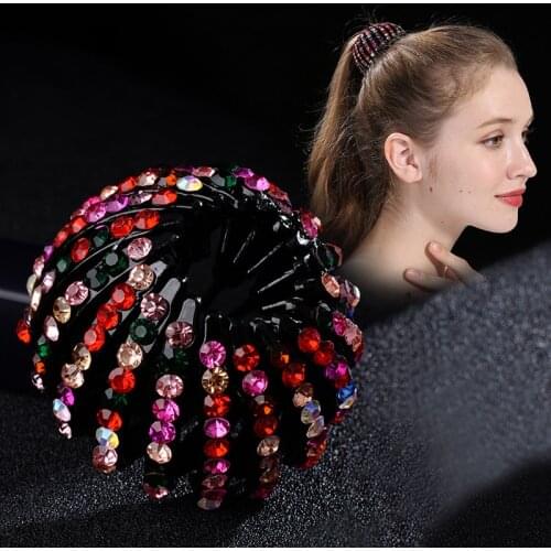 Fashion Women Bun Crystal Hair Claw Horsetail Buckle Hair Clip Bird Nest Expanding Hair Accessories Female Ponytail Headwear