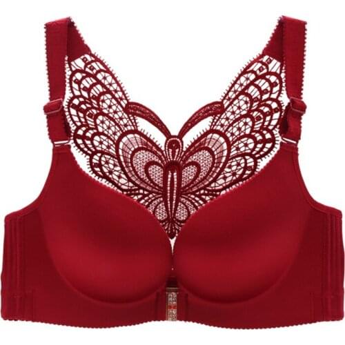 Plus Size Fashion Adjustable Type Gathered Bra Women Front Buckle Butterfly Beauty Back Bras