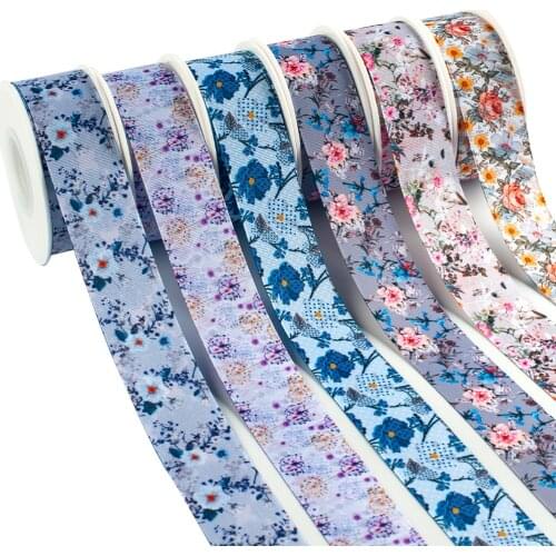 10yadrs Design Flowers Pattern Grosgrain/Satin Ribbons Printed DIY Crafts Handmade Accessories
