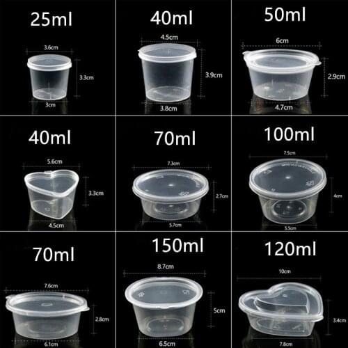 100pcs Net red small sauce packing box dessert containers food clear plastic cups takeaway soy sauce vinegar sauce cup with lid