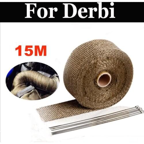 15m Exhaust Heat Thermo Insulation Wrap Pipe Tape Fireproof Car Glass Fiber Roll For Derbi Freekster Gpr Mulhacn Senda Terra 125