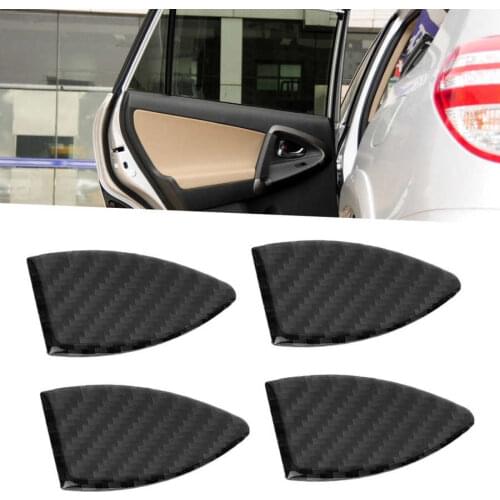 4pcs Carbon Fiber Car Interior Door Handle Bowl Stickers Trim Fits for Toyota RAV4 2006-2012 Car Accessories