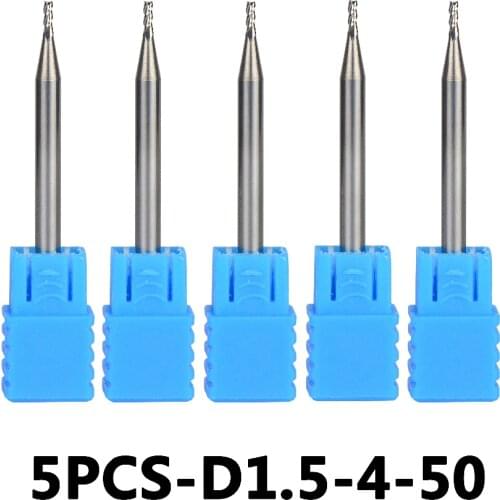 5pcs/lot D1.5-4-50 Tungsten Steel End Mills 3-Flute Flattened Head Milling Cutters Carbide End mills HRC45 Suitable for Aluminum