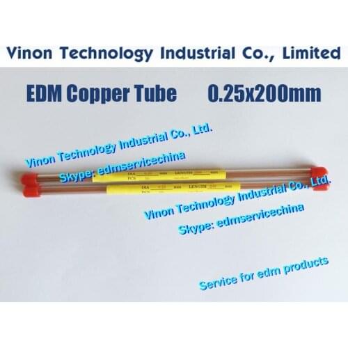 100pcs/lot) 0.25x200MM Copper Tube Single Channel, Copper EDM Tubing Electrode Single Hole Dia. 0.25mm 200mm Long for EDM Drill
