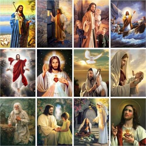 Huacan 5d Diamond Painting Full Square Jesus Icon Mosaic Religion Christian Embroidery Rhinestone Pictures Home Decor