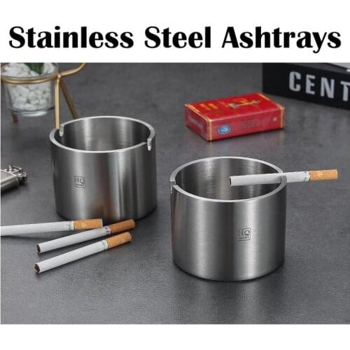 High Quality Stainless Steel Car Ashtrays Cigarette Holder Office Home Ornaments Desktop Storage Smoking Accessories Men Gifts