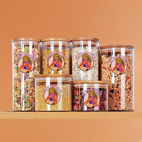 LADY HORNET Clear Glass Storage Tank with Wooden Moisture-proof Cover Vacuum Sealed Bottle Silicone Pad Jar