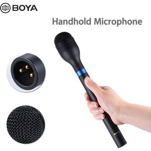 BOYA BY-HM100 Omni-Directional Wireless Handheld Dynamic Microphone XLR Long Handle for ENG & Interviews & News Gathering