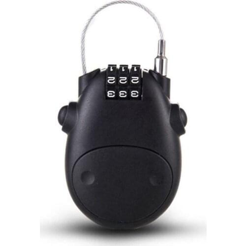 Black High Security Precision Telescopic Wire Rope Steel Cable Code Lock Suitcase Car Motorcycle Helmet Mini Alloy Password Lock
