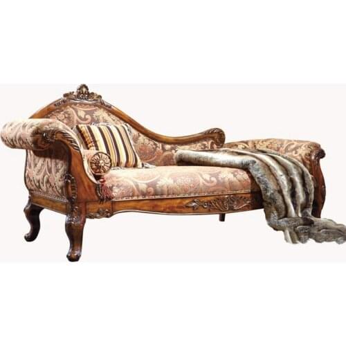 Wooden luxury style lounge chase lazy sofa reclining and corner table for bedroom sofa GF36