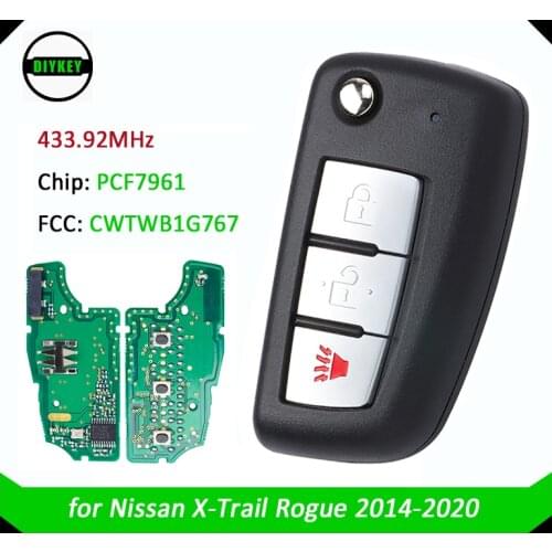 DIYKEY for Nissan X-TRAIL ROGUE 2014 - 2020 OEM / Aftermarket Flip Remote Key Fob 3B Model: TWB1G767, FCC: CWTWB1G767