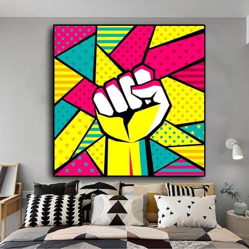Graffiti Art Abstract Canvas Painting Posters Prints Raise Hands Clench Fists Come On Wall Colorful Canvas Art Home Decoration