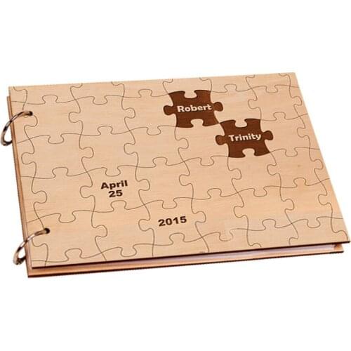 Personalized Puzzle Wedding Guest Book,Rustic Wood Wedding Photo Album,Custom Names & Date Wedding Guestbook,Wedding Decoration