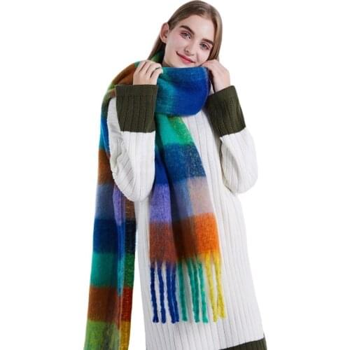 KENSHELLEY 2021 17 Colors Factory Outlet Thick Plaid Designer Check Pattern Cashmere Urban Windproof Stylish Tassel Shawl Scarf