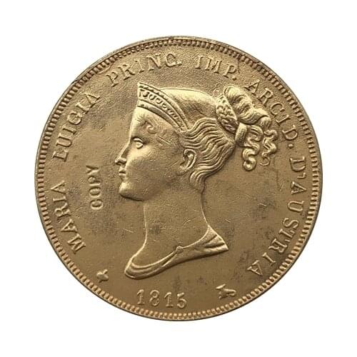 24 - K gold plated 1815 Italian states 40 Lire - Maria Luigia coins copy