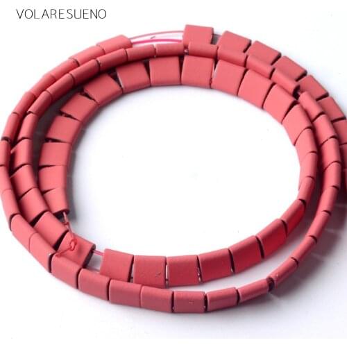 Rose Red Hematite Stone Natural Stone Rubber Matte Square Shape Beads Space Loose Beads For Jewelry Making 5*5mm Diy Bracelet15"
