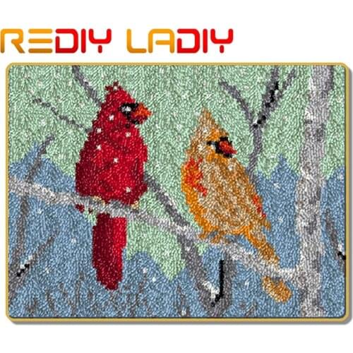Latch Hook Rug Cardinal Birds Crocheting Carpet Rug 100% Acrylic Yarn Sofa Cushion Mat Crochet Art DIY Carpet Hobby & Crafts
