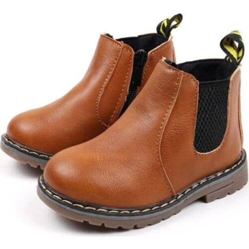 Fashion Children Martin Boots Spring Autumn Girls PU Leather Boot Boys Ankle Boots Toddler Baby Kids Fur Winter Warm Shoes