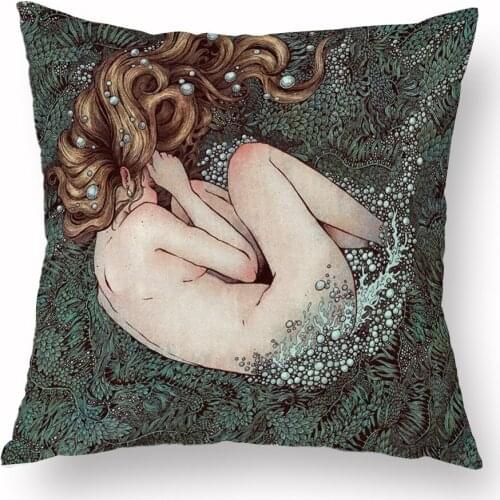 Forest Love Pillow Cover Floral Birds Art Linen Polyester Cushion Case Decor Home Sofa Decoration 45X45cm