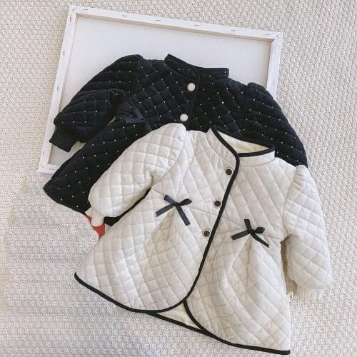 2020 Newest Girls Winter Coat Children Solid Color Thick Warm Dot Jackets Toddler Kids Long Sleeve Clothing