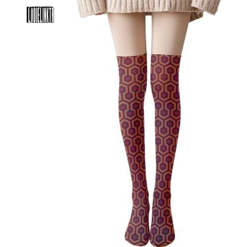 New Style Plaid Skull Stockings Women Sexy Thin Cute Long Stockings Over The Knee Thigh High Silk Stockings For Girl Fun Gift