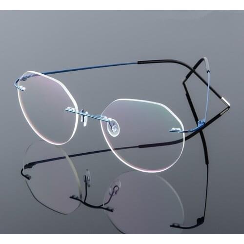 Retro Polygon Style Foldable Ultra-Light Memory Titanium Alloy Rimless Spectacles Fashion Metal Frame Men Women Eyewear