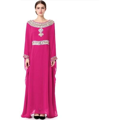 Wholesale oversize Dubai diamond beading canonica muslim abaya female full length islamic prayers رداء abaya islamic robe wq2245