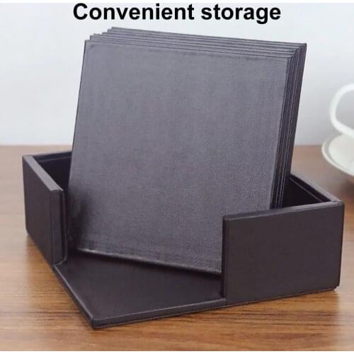 3 Colors Heat-insulated Cup Mat Faux Leather Drinking Coaster Non-slip Coffee Tea Pad Square Placemat Kitchen Bar Tools