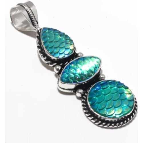 Rainbow Fish Titanium Pendant Silver Overlay over Copper , 58 mm, P7251