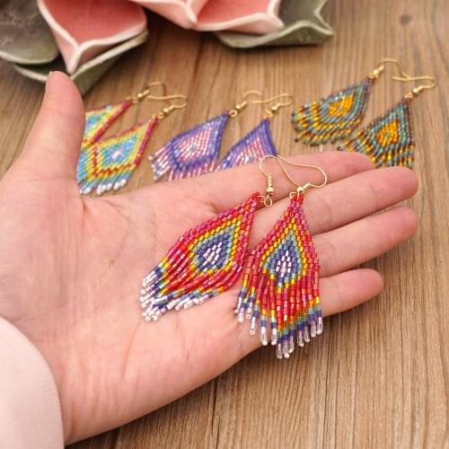 Go2boho Native Earrings Tassel Fringe Earring For Women Jewelry Beads Woven Pendient Jewellery Handmade Beaded Ear Ring Ladies