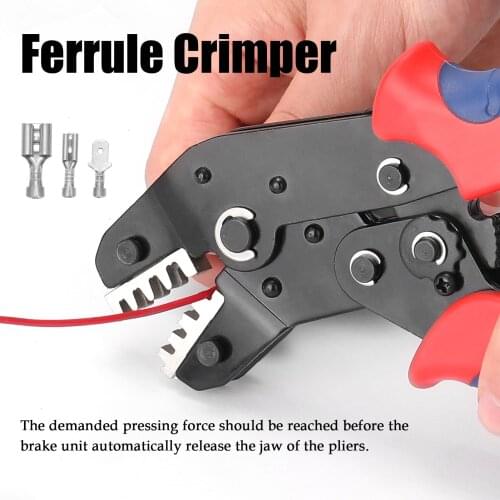 SN-48BS Ferrule Crimping Tool Kit Insulation Terminals Crimper Plier with 4 Replacement Jaws