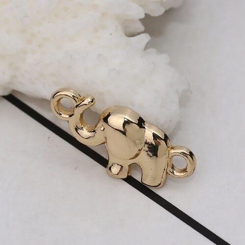 Zinc Based Alloy Connectors Elephant Animal Series For Earrings Necklace DIY Gold Color Jewelry Making Charms 18mm x 8mm, 20 PCs