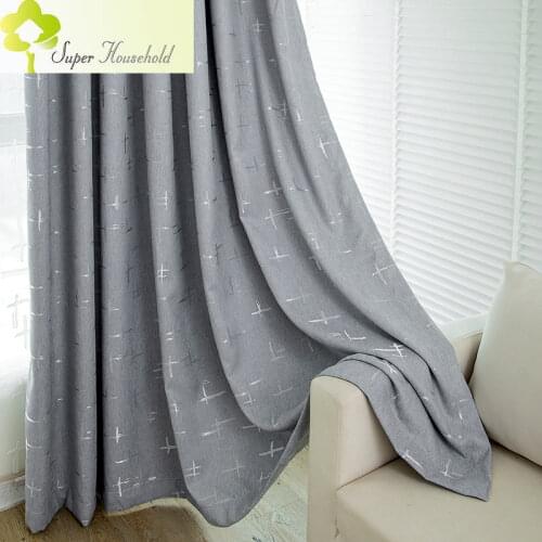 Modern Simple Cashmere Blackout Curtains for Living Room Bedroom Jacquard Cross Texture Fabric Window Drapes For Kitchen