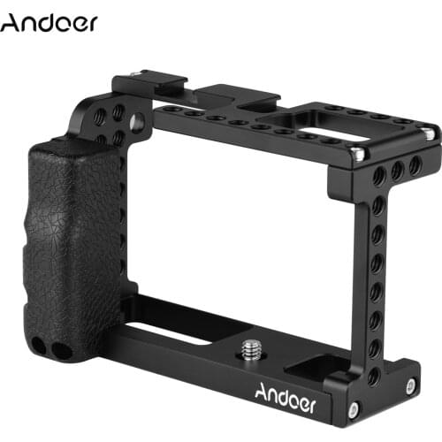 Andoer Aluminum Alloy Camera Cage Video Stabilizer with Cold Shoe Mount 1/4 Inch Screw Holes Compatible with SIGMA FP Camera