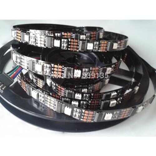 5M WS2801 led pixel strip light;32leds/m with 32pcs WS2801 IC, DC5V, Black PCB, non-waterproof IP20