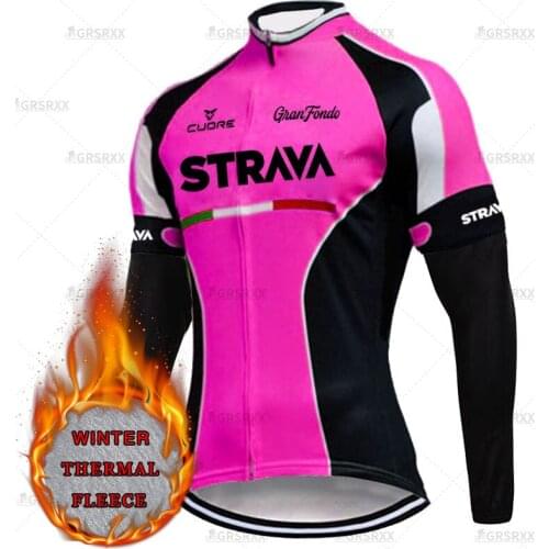STRAVA Bicycle Jersey Shirts Womens Long Sleeve Winter Cycling Jerseys Fleece Thermal MTB Pro Team Cycling Wear for Female