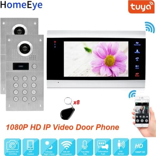 Waterproof WiFi IP Video Door Phone Video Intercom RFID 2Doors Access Control System Tuya App Remote Control Motion Detection