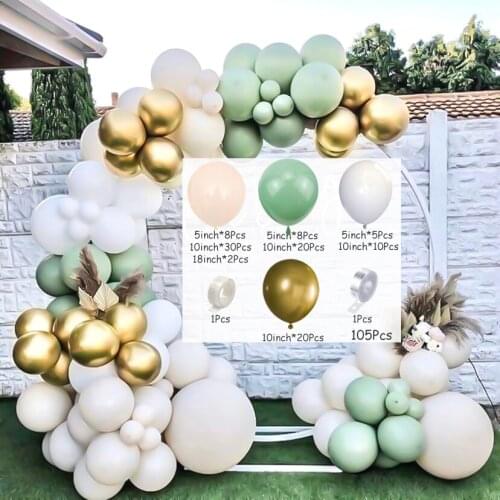 105pcs Avocado Green Ivory White Latex Balloon Garland Arch Wedding Bridal Party Decoration Birthday Party Baby Shower Supplies