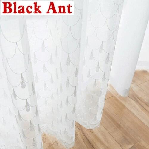 White Sheer Panel Geometric Fabric Curtain Window Bedroom Kitchen Voile Blinds Balcony Cortinas Custom Made M145#30
