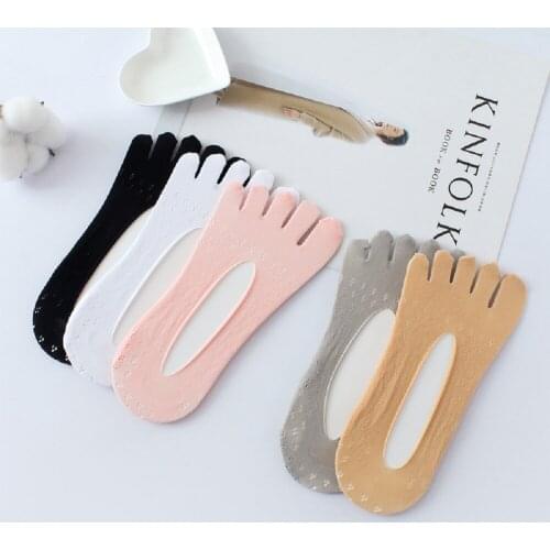 2021 New Women Summer Five-finger Socks Female ultrathin sock Funny Toe invisible silicone anti-skid breathable anti-friction
